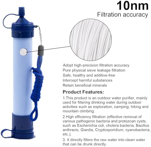 Water Filter Camping, Personal Backpacking Water Filter Straw Portable for Hiking Travels (Light Blue) - Image 5