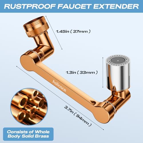 1080° Rotating Faucet Extender, Brass Faucet Multi-functional Spray Nozzle Extender, Universal 36° Rotating Mechanical Arm Bathroom Faucet Extender, Kitchen Extend Filter, 2 Modes Spray - Image 4