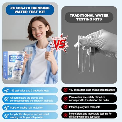 21-in-1 Home Drinking Water Testing Kit,145 Strips + 4 Bacteria Tests,Tap and Well Water Test Kit, Easy to Test and Read Home Test Strips for Hardness, Lead, Iron, Fluoride, pH, Copper and More - Image 6