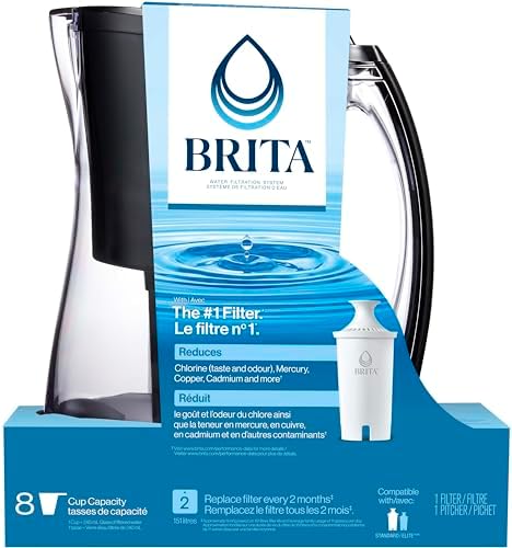 Brita Medium 8 Cup Water Filter Pitcher with 1 Standard Filter, BPA Free – Marina, Black - Image 2