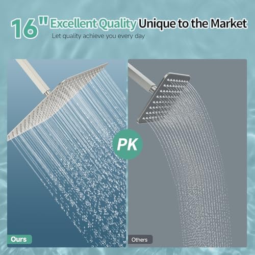 SR SUN RISE 16 Inch Extra Large Rain Shower Head Brushed Nickel 304 Stainless Steel High Pressure Rainfall Showerhead Ultra Thin Water Saving - Image 2