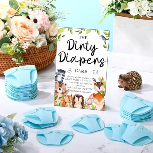 Roowest 51 Pcs Dirty Diaper Baby Shower Games, Woodland Animals - Image 4