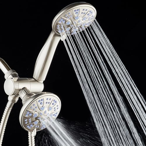 AquaDance Antimicrobial/Anti-Clog High-Pressure 30-setting Dual Head Combination Shower with Nozzle Protection from Growth of Mold, Mildew & Bacteria for a Healthier Shower – Sunset Blue - Image 4