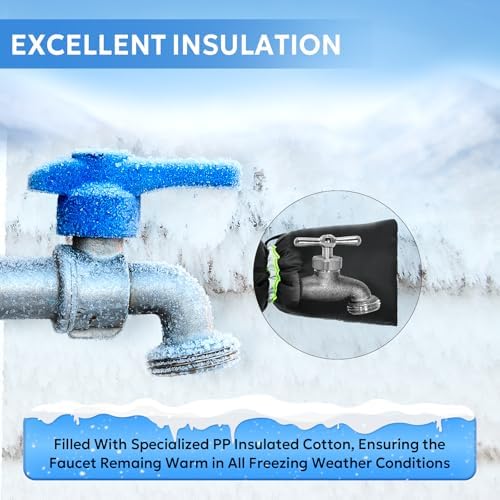 MIXC Outdoor Faucet Cover for Winter - 6 Packs 7.09''W x 10.24''H Water Socks Freeze Protection Pipe Insulation Reusable Waterproof Insulated Spigot Backflow Cover - Image 3