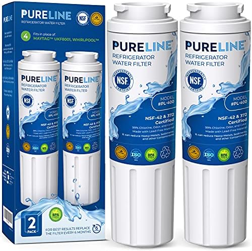 Pureline EDR4RXD1 Replacement for Everydrop Filter 4, UKF8001, UKF8001AXX-750, UKF8001AXX-200, Maytag UKF8001, Whirlpool EDR4RXD1, 4396395, Kenmore 9084, 9006, Puriclean II, (2 Pack) by PURELINE
