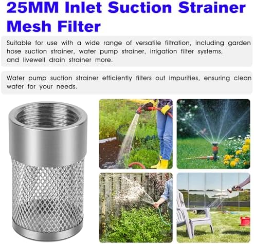 Inlet Suction Strainer Mesh Filter 25MM Water Hose Strainer for Livewell Pump, Industrial Plumbing Inline Strainers and Sprayer Garden Hose Suction Line, Garden Hose Filter Screen - 2PCS - Image 3