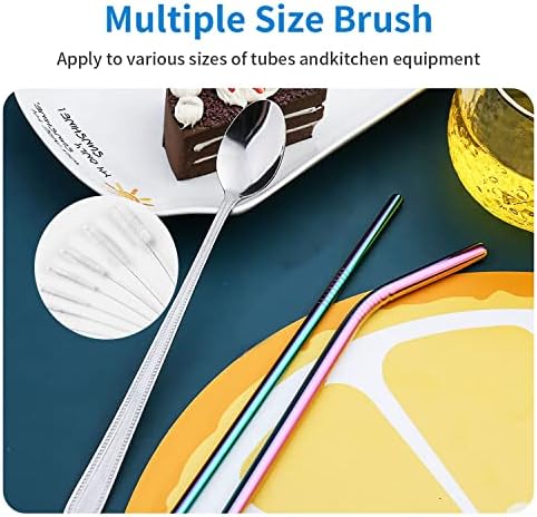 10 Pcs Flexible Drain Brush Straw Cleaner Brush Set,Pipe Cleaners Brush,61Inch Stainless Steel Double-Ended Hose Brush 8.2Inch Nylon Long CPAP Tube Cleaning Brush for Home Kitchen Sink Plumbing(White) - Image 2