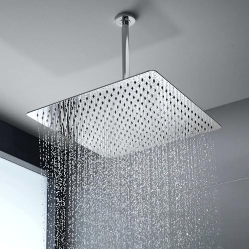 Voolan Extra Large Rain Shower Head - High Flow Square Rainfall Showerhead - Waterfall Full Body Coverage - Universal Ceiling or Wall Mount (16 * 12 Inch Rectangle, Chrome) - Image 6