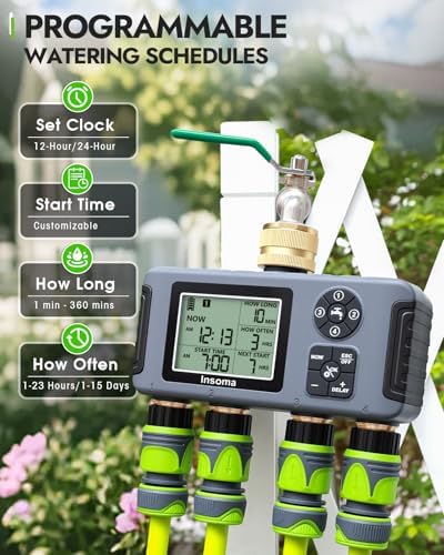 Insoma 4-Zone Water Timer for Garden Hose, Brass Inlet & Outlet - Image 3