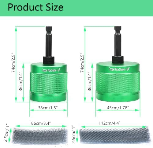 1/2" & 3/4" Metal Copper Pipe Cleaner Set,with 1/4 Hex Shank,Each Additional 4PCS Replaceable Blades are Provided,for Cleaning Rust, Stains, Paint on Copper Pipes and Various Metal Pipes - Image 2