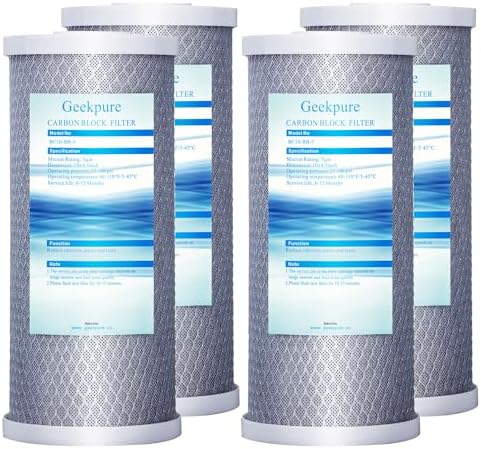 Geekpure 10 Inch Whole House Carbon Filters-4.5" x 10"-5 Micron-Pack of 4 by Geekpure