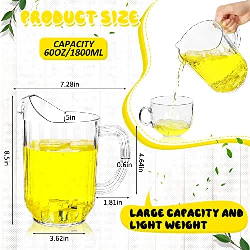 Tessco 12 Pcs Plastic Pitchers 60 Oz Clear Water Beer Jug Large,Classic (Pack of 2) - Image 2