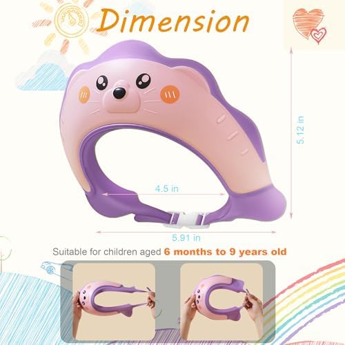 LiLiBBShie Baby Shower Cap, Baby Shower Cap Shield, Shower Cap for Kids, Visor Hat for Eye and Ear Protection for 0-9 Years Old Children, Cute Sea Lion shape Makes the Baby Bath More Fun (Pink) - Image 6