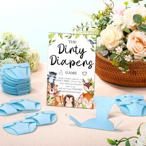 Roowest 51 Pcs Dirty Diaper Baby Shower Games, Woodland Animals - Image 5