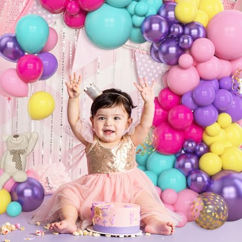 Amandir 153pcs Purple Blue Pink Balloon Garland Arch Kit Different Sizes - Image 6