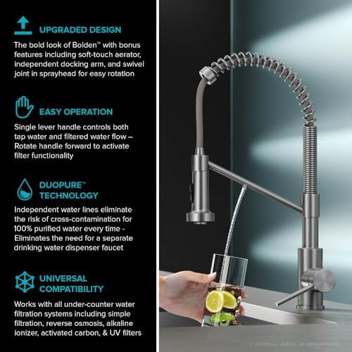 Kraus Bolden 2-in-1 Pull-Down Single Handle Kitchen Sink Filter Water Faucet for Reverse Osmosis or Water Filtration System in Chrome, KFF-1610CH - Image 4