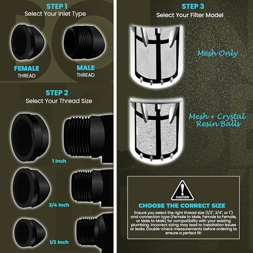 Inline Water Filter – 1/2" MNPT to MNPT, Fine Mesh Sediment Filter for Whole House, Under Sink, Shower, Washing Machine, Garden Hose, Well Water, Tap – Reusable Pre-Filter & Water Strainer - Image 2
