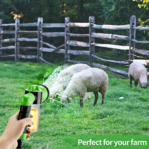 Weewooday Dog Washing Hose Attachment 8 Way Spray Pattern Garden Hose Nozzle with Soap Dispenser Dog Shampoo Hoses Attachment with Pet Bath Brush Pet Bathing and Garden Nozzle(Green) - Image 6