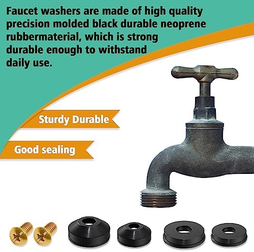XBVV 106 PCS Faucet Washer Assortment Kit with Assorted Flat and Beveled Rubber Washers for Outdoor Garden Faucet Stem Leak Worn Replacement Repair - Image 4