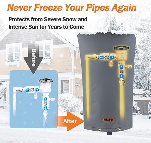 TOHONFOO Backflow Preventer Cover, Pipe Freeze Insulation, 14" Wx26 H, Grey - Image 3