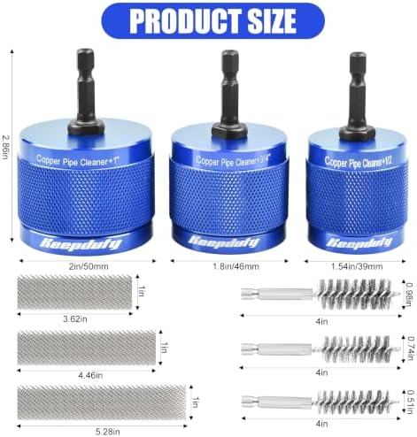 1/2", 3/4", 1" Copper Pipe Cleaner for Drill with Copper Fitting Brush - Image 2