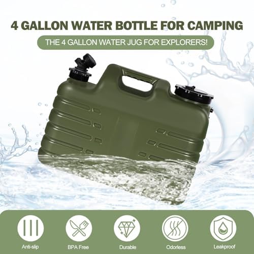 REDCAMP 4 Gallon/15L Portable Water Container with Spigot, Green - Image 3