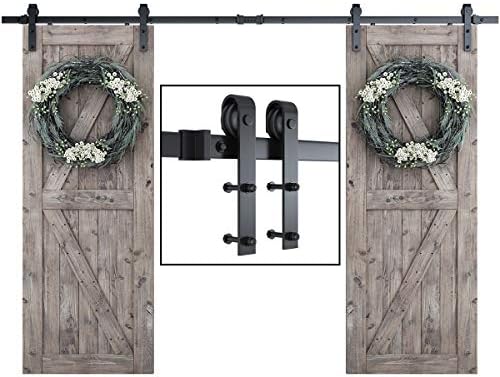 SMARTSTANDARD 10 FT Double Barn Door Hardware Kit, Fit 30" Wide Door Panel by SMARTSTANDARD