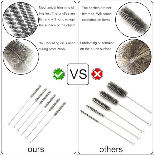12 Inch Pipe Cleaning Brush Set with Stainless Steel Bristles, Steel Wire Tube Brush Kit for Auto Parts Polishing, Machining, Bottles, Tubes, Etc.（15mm-5pcs） - Image 5