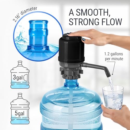 HotFrost Manual Water Pump for 5 Gallon Jug & Bottle – Non-Electric 5 Gallon Water Dispenser, Universal Hand Pump with 3 Adjustable Tubes, 53mm Screw Top Adapter, Spout Cap & Cleaning Brush, BPA-Free - Image 3