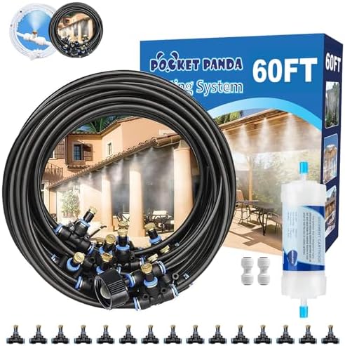 Misters for Outside Patio, Outdoor Water Misting Cooling System, 60FT|18M. by POCKETPANDA