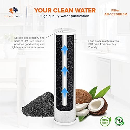 Aquaboon 4.5 x 20 Carbon Block Filter Cartridge Large - 5 Micron Whole House Water Filter Replacement Remove Chlorine Taste Odors Compatible with FC25B, EPM-20BB, CB-BB-20, 155783-43 (1 Pack) - Image 5