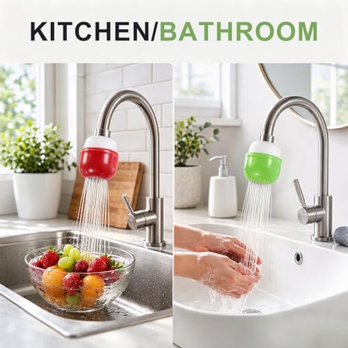 M METERXITY 6-Pack Mushroom Shaped Faucet Water Filter, Red - Image 6
