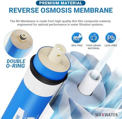 Max Water – 200 GPD Membrane Reverse Osmosis Membrane – RO Membrane 200 GPD Water Filter Replacement Fits Under Sink Reverse Osmosis Drinking Water Purifier System - Image 4
