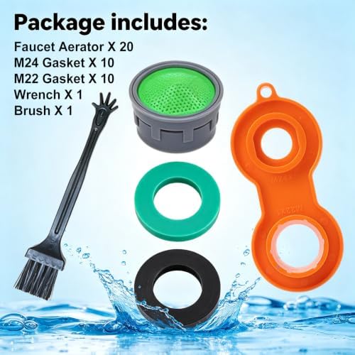 Faucet Aerator Flow Restrictor Insert, Universal M22/M24, 20-Pack - Image 7