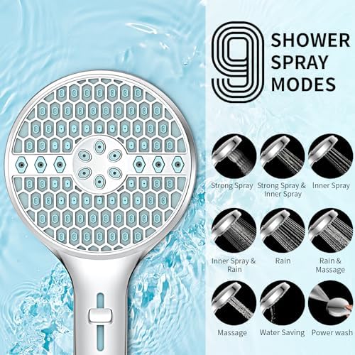 Handheld Shower Head High Pressure, 9-Mode with Pause Mode & Power Wash - Image 2
