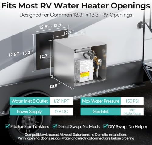 FOGATTI RV Tankless Water Heater InstaShower 7, Propane, 12V DC - Image 2