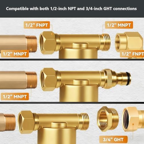 Reusable Brass Inline Sediment Filter (40 Micron) – Universal Water Filtration System for Washing Machine, Heater, Garden, RV | Prevents Clothes Yellowing, Dry Skin & Scale Build-Up - Image 3