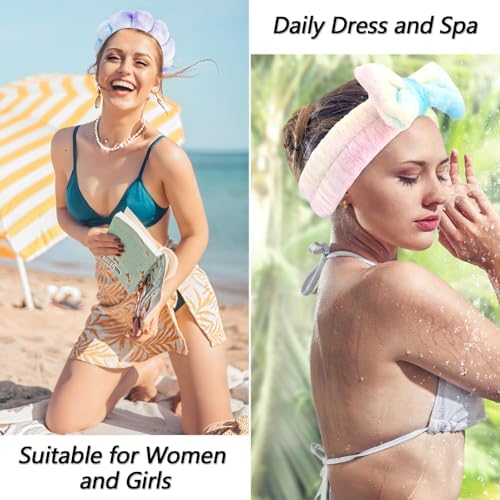 VELSCRUN Spa Headband, Makeup Face Wash Skincare Headbands, 6 Pcs Light Colorful Sponge Bow Tie Get Ready HairBand Facial Wristband Set, Stuff for Teen Girls Women Trendy Fashion Hair Accessories - Image 5