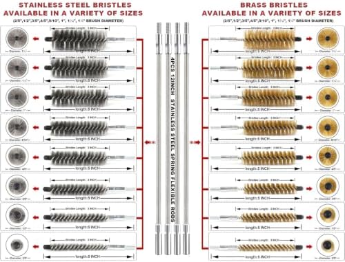 Drill-Powered Pipe Cleaning Brush Set with Brass & Stainless Steel Bristles - Image 2