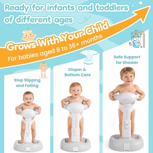 Baby Shower Stand with Anti-Pinch Silicone & Anti-Slip Base, Foldable Baby Bath Stand, Adjustable Height Soporte para Bañera de Bebé Assist Holder for 8-36 Months Toddler, Ideal Gift - Image 5