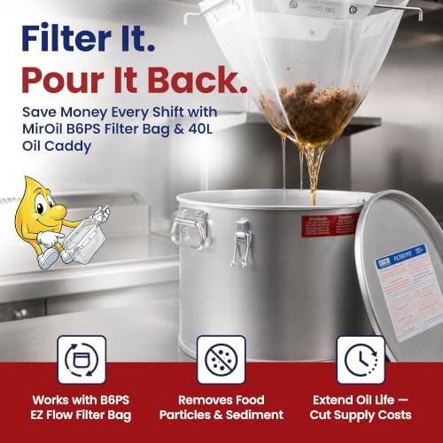 MirOil Oil Grease Bucket & Filter Pot, Silver, Model #40L, 5 Gallon - Image 5