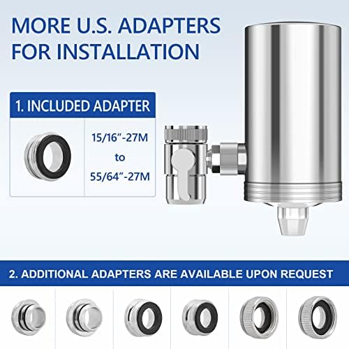 1200 Gallons Faucet Water Filter, 2.2 GPM Outlet Flow Rate Tap Water Filter, Six Improvements Water Faucet Filtration System, Removes Chlorine, Lead, Sediments, Bad Taste and More - Image 5
