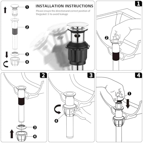 Pop Up Sink Drain Assembly with Overflow, Polished Chrome - Image 6