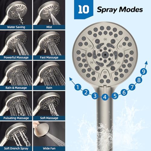 Hibbent cUPC Certified High Pressue 13'' Rainfall Shower Head with 5-Spray - Image 3