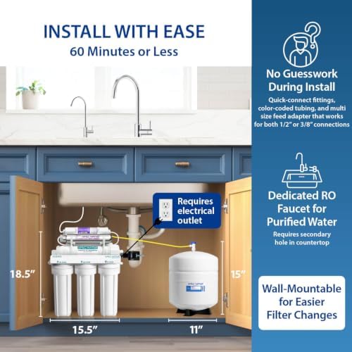 APEC Water ROES-PHUV75, 7-Stage Under Sink RO System, Alkaline & UV, 75 GPD - Image 6