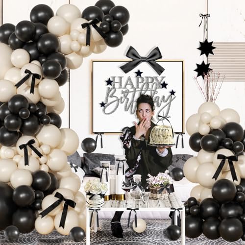 Black and Sand White Balloon Arch Kit for Birthday Decor - Image 6