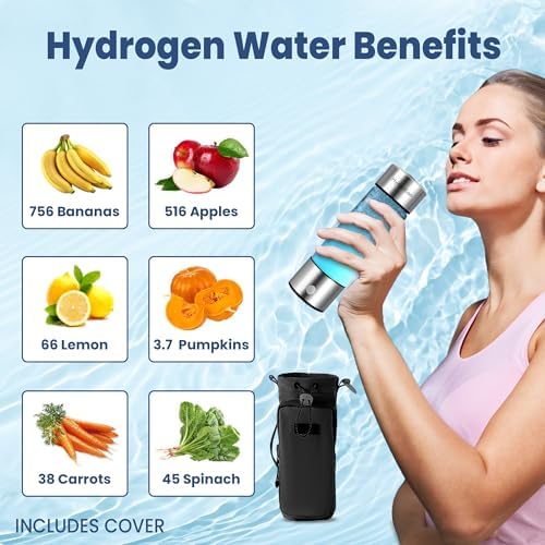 HydroXion Hydrogen Water Bottle – Rechargeable Ionizer Machine with SPE/PEM Technology 1600ppb – Hydrogen Water Bottle Generator – Portable Hydrogenated Travel Bottle – Includes Cover - Image 2
