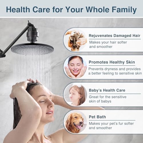 BRIGHT SHOWERS Shower Filter, High Output Shower Head Filter, 3-Stage Filtration for Hard Water & Chlorine Removal, Improves Skin, Hair & Nails, Universal Fit, Oil Rubbed Bronze - Image 5