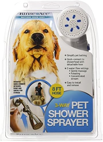 3 Way Pet Shower Sprayer with 8 Foot Hose and Quick Connect to Showerhead by Rinse+Ace