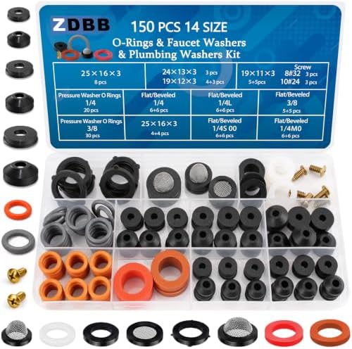 150 Pcs Faucet Washers & Power Pressure Washer O Ring & Hose Washers Kit by ZDBB